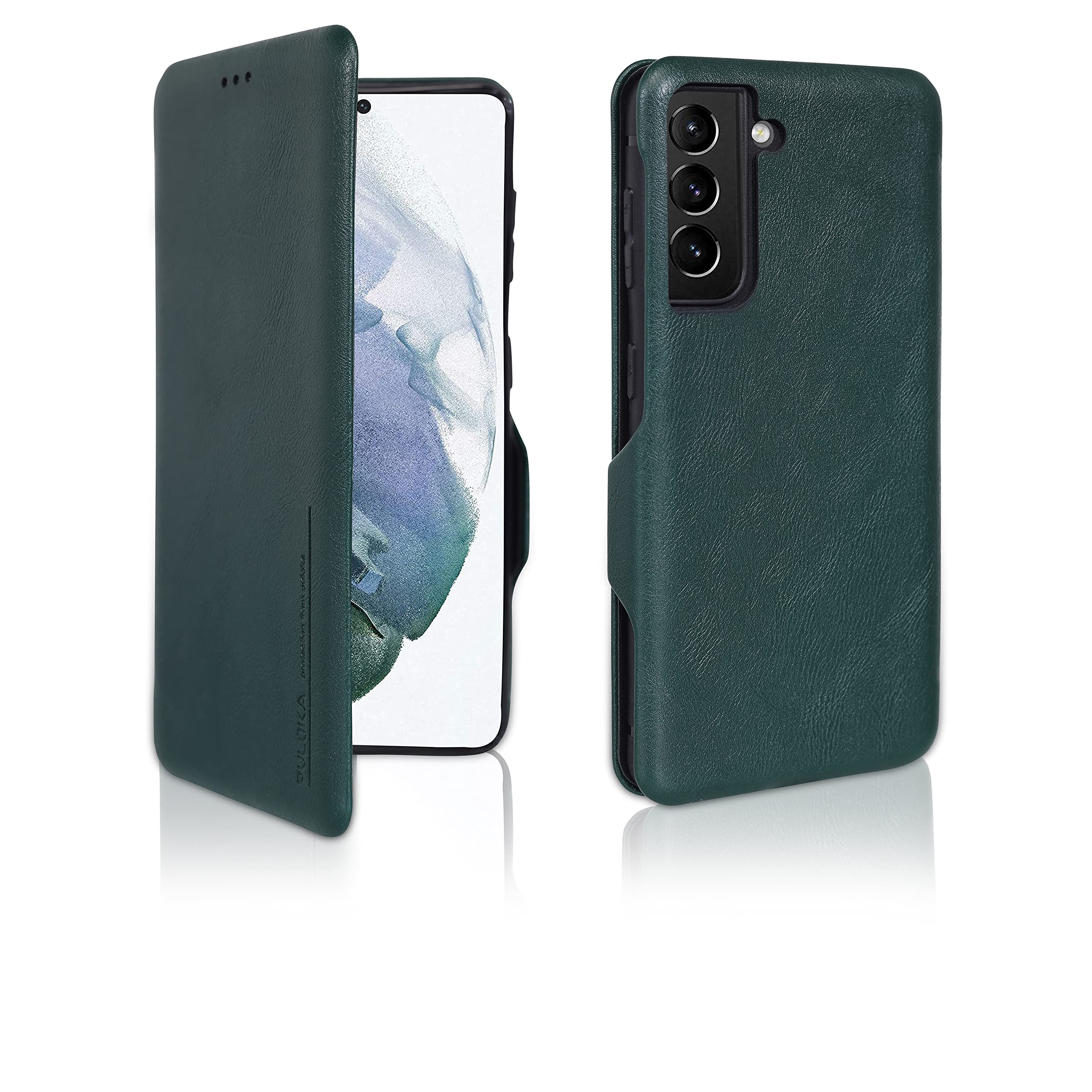 PULOKA for Samsung Galaxy S22 - Sleek Flip Case - Premium Vegan Leather Phone Cover with Card Slot - Slim, Durable, Privacy Protection - Kickstand Function - Elegant Flip Wallet Cases - Green (B0BDM964SB) Amazon Price History, Amazon Price Tracker