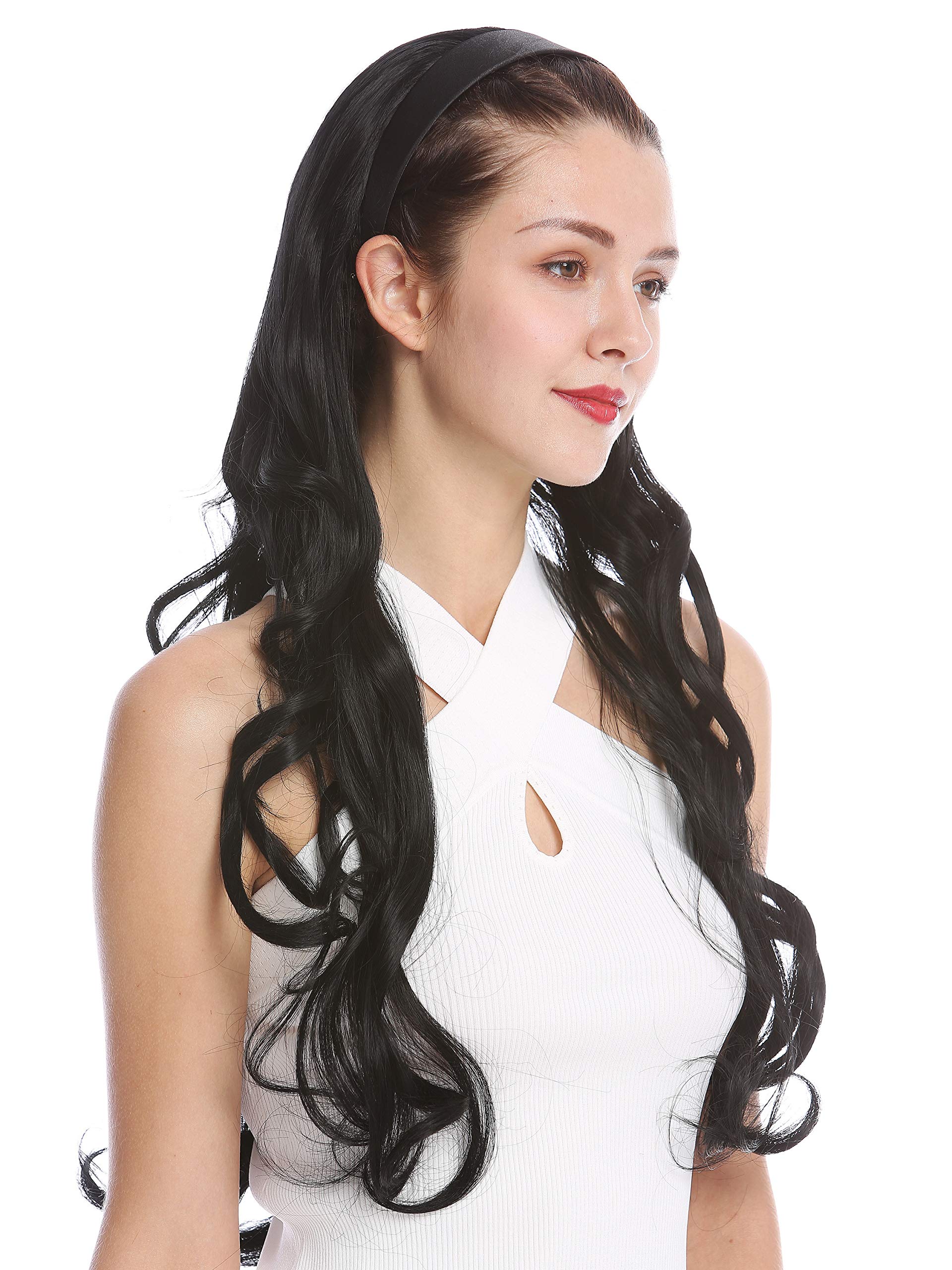 WIG ME UP - WH5044-1 Halfwig Hairpiece Extension with black hair hoop alice band very long wavy black 25inch - Image 4