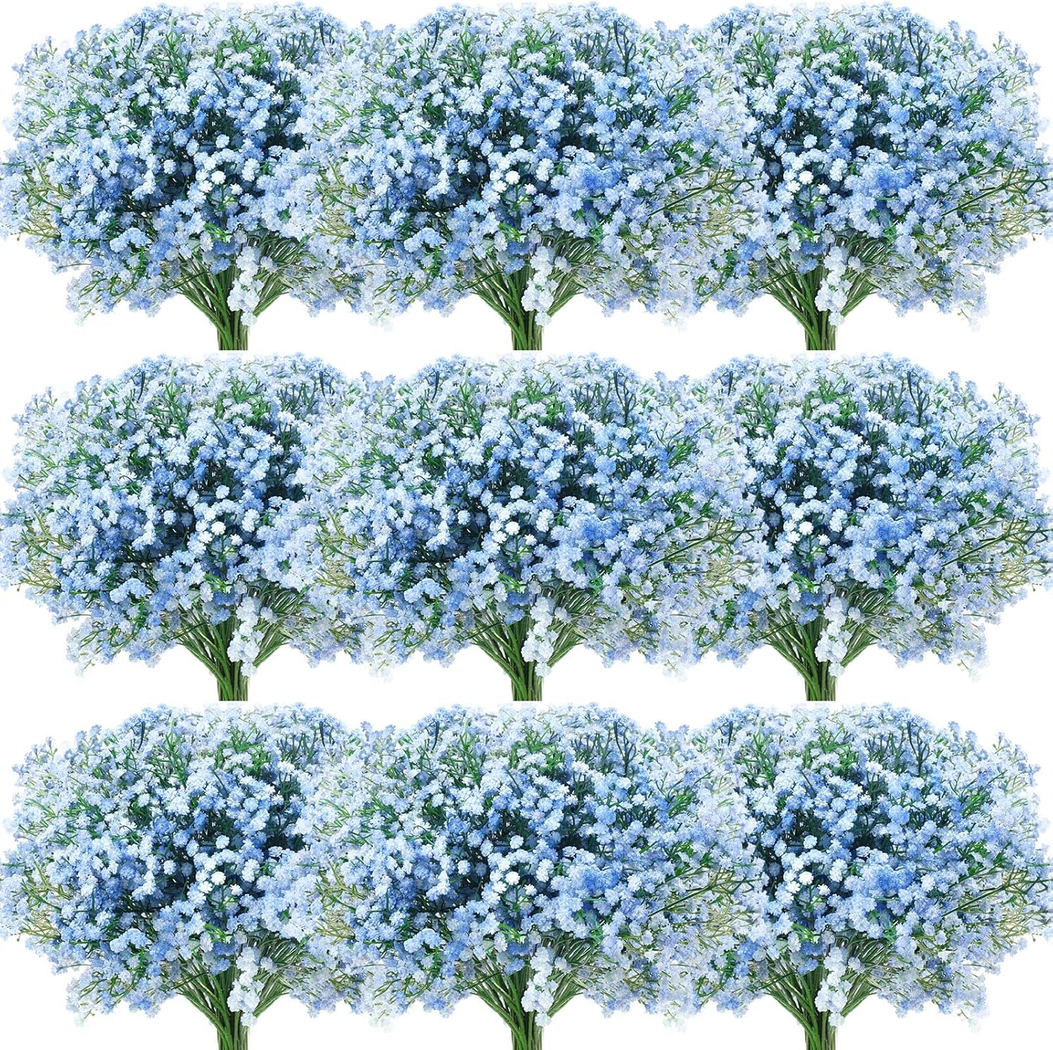 Janinka 50 Pcs Baby Breath Artificial Flowers Bulk Artificial Baby Breath Gypsophila Flower 20.8 Inch Faux Gypsophila Bouquet Fake Floral Greenery for Wedding Party Decor (Blue)