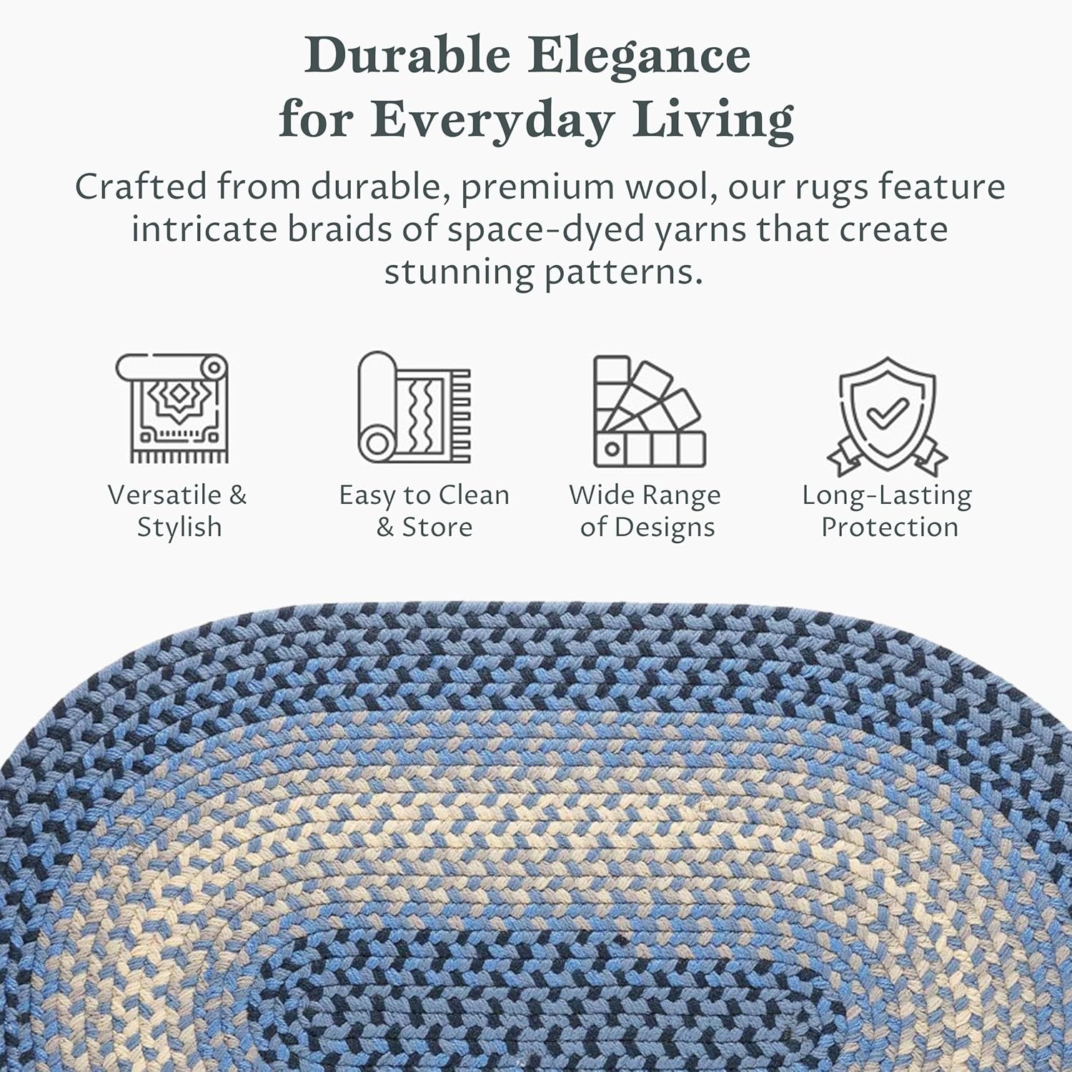 Rhody Rug Twin River TR12 Blue Multi 4' x 6' Oval - Braided Area Rug, Home Decor, Floor Mat or Bedroom Rug - Easy Care, Ideal for High Traffic Areas in Hallway and Living Room - Made in USA