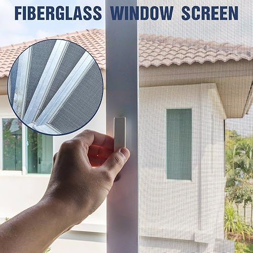 Miniatura 7 de Sasylvia Rollo de pantalla de fibra de vidrio de 48 pulgadas x 120 pies, pantallas de repuesto para ventanas, malla duradera para puerta, fácil de