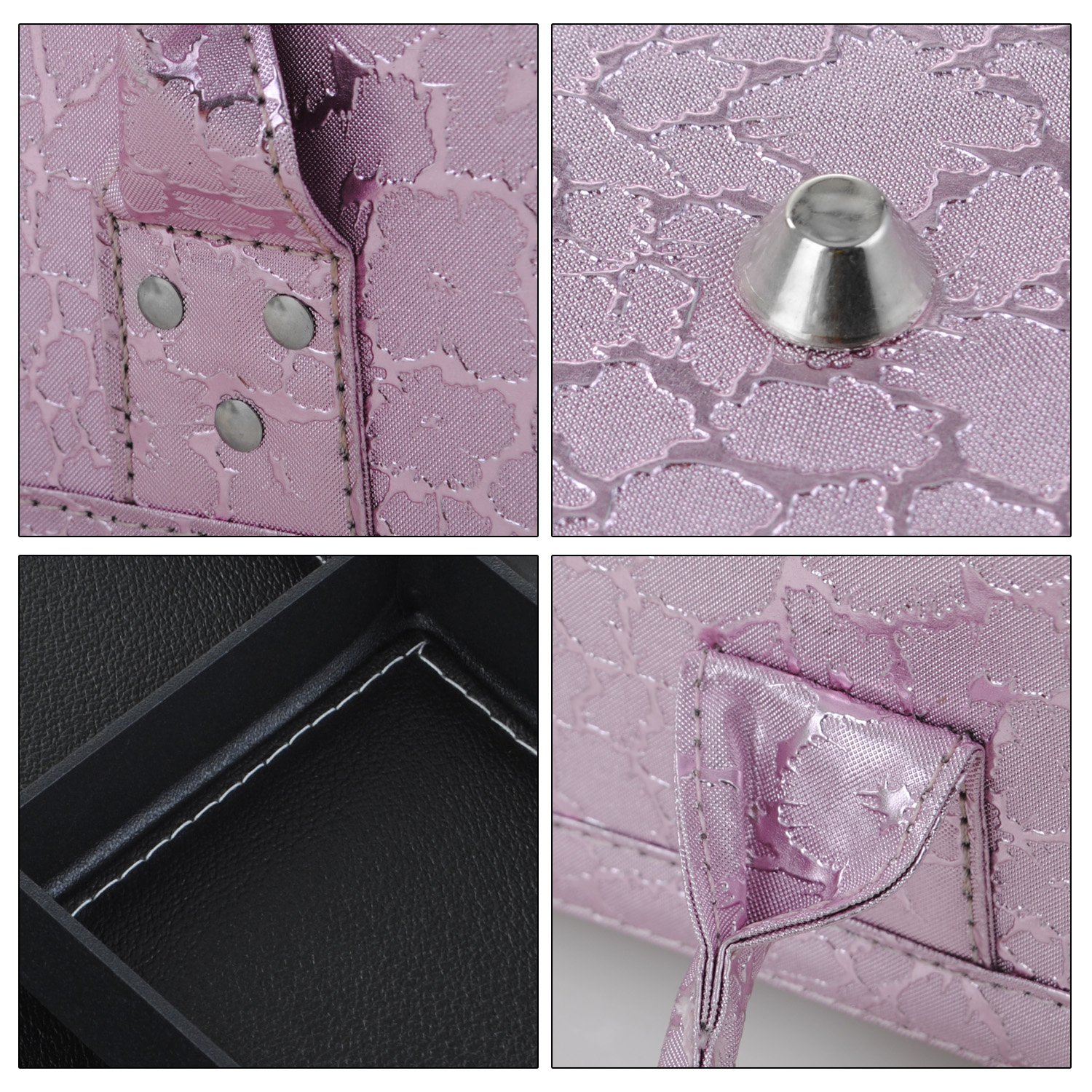 Kosmetikkoffer Pink mit Blumenmuster und Tragegriff