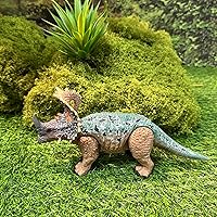 Vista 7 de EKU Juguetes de Dinosaurio Pterodáctilo con Aleteo de Alas Juguete Eudimorphodon, Cabeza se Mueve Ataca Brachiosaurus Styracosaurus Figuras