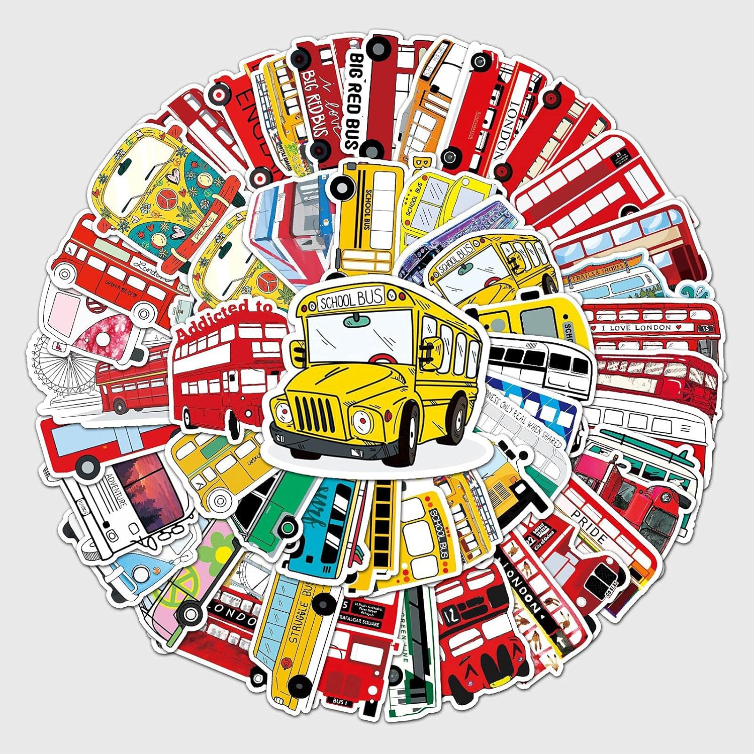 50Pcs The Bus Stickers Laptop Car Scrapbook Phone Skateboard Suitcase ...