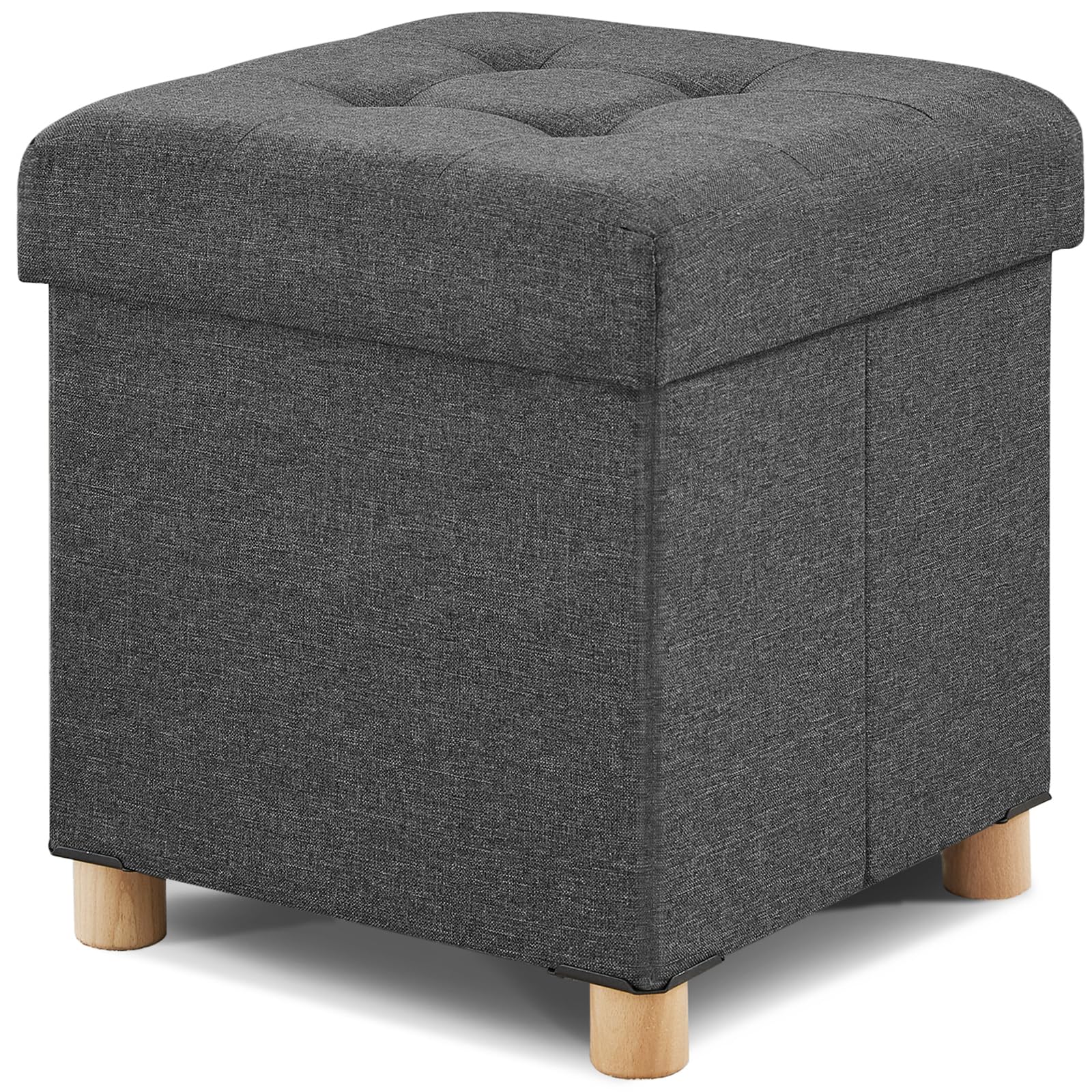 BRIAN &amp; DANY Ottoman with Storage, Square Small Storage Ottoman Foot Rest with Legs, Ottomans Foot Stool for Dorm, Living Room, Entryway 14.8"x14.8"x17.8" (Gray)