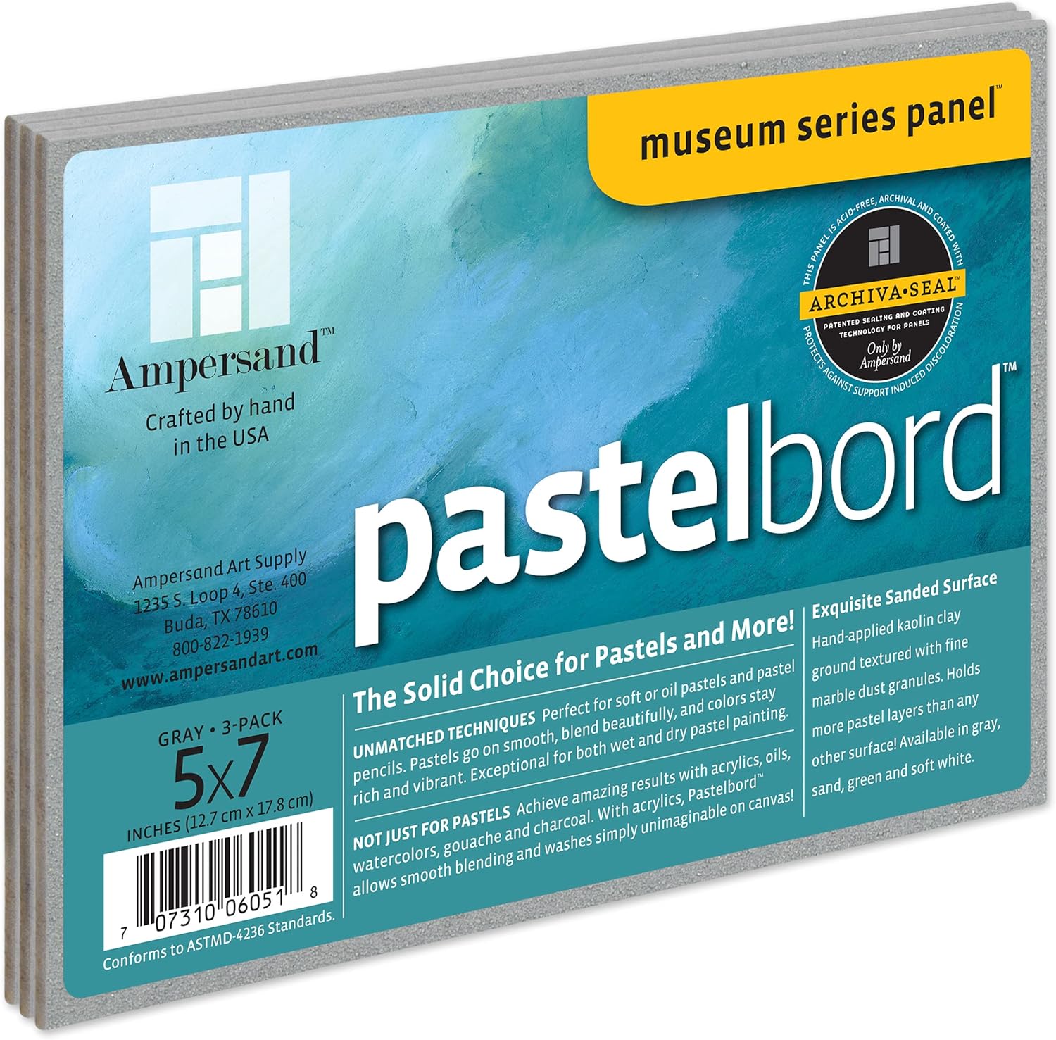 Ampersand Art Supply Museum Series Pastelbord, Paper,Acrylic, Gray1/8