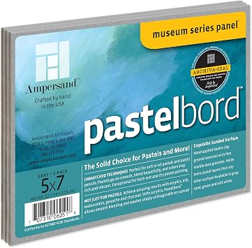 Ampersand Art Supply Museum Series Pastelbord | 5" x 7" | Green | 2/5" Pastel & Dry Media Painting Panel | Holds More Layers Than Pastel Paper | Wet & Dry Applications