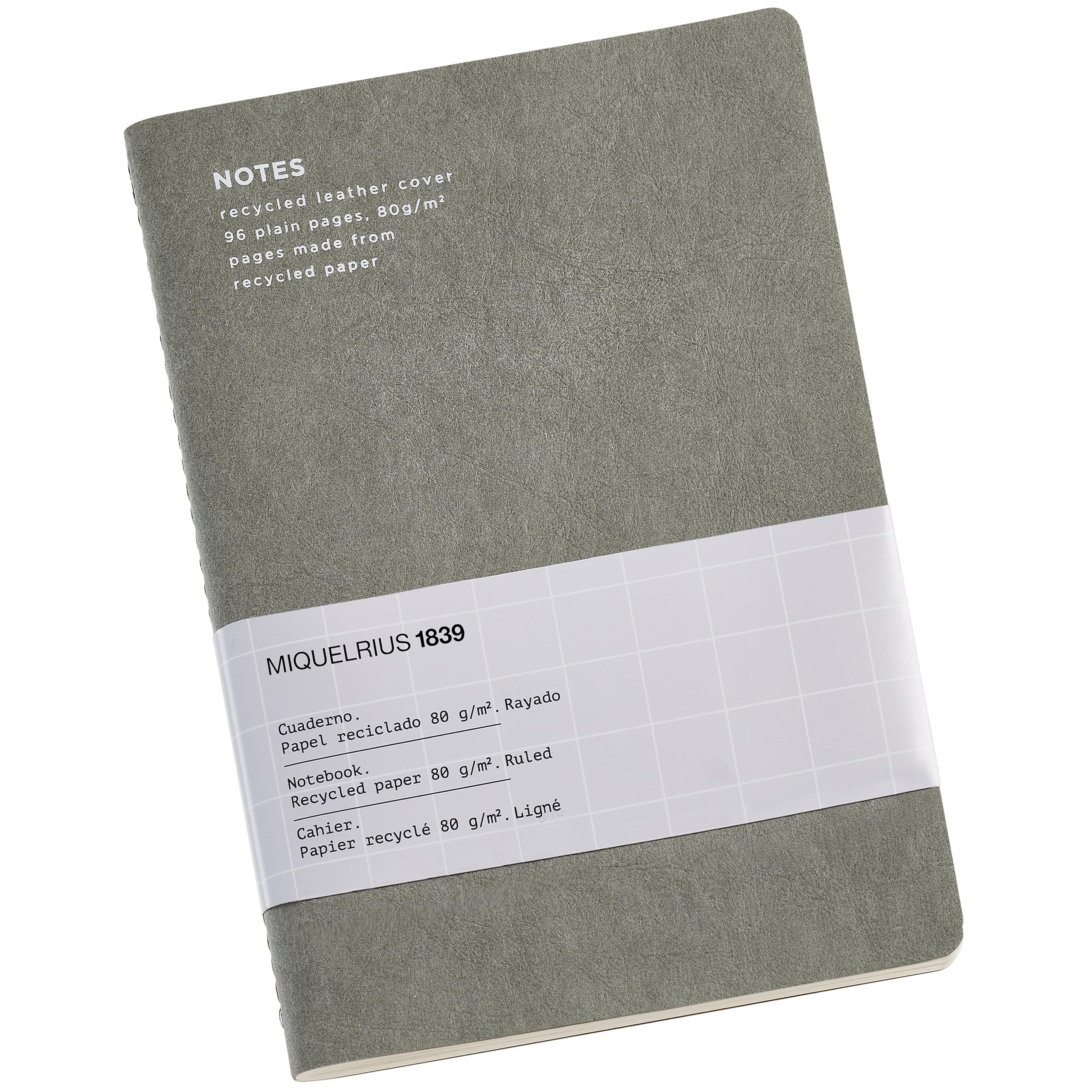 Miquelrius - Flexible notebook A5 (140 x 200 mm), Lined horizontally, 48 white sheets of 80 g/m², Recycled leather cover, Black - Image 4
