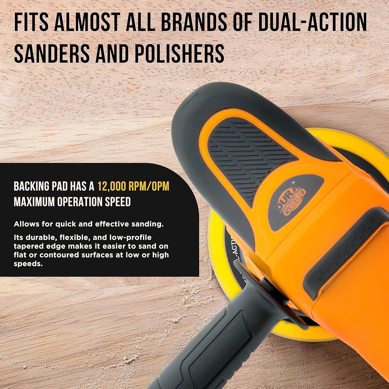 Dura-Gold Pro Series 5" Hook & Loop DA Backing Plate Pad, 8 Hole Pattern Dustless - Low Profile Edge, Medium Density, Dual-Action Random Orbital Sanding Pad, Sander Polisher Auto Woodworking Sandpaper - Image 4