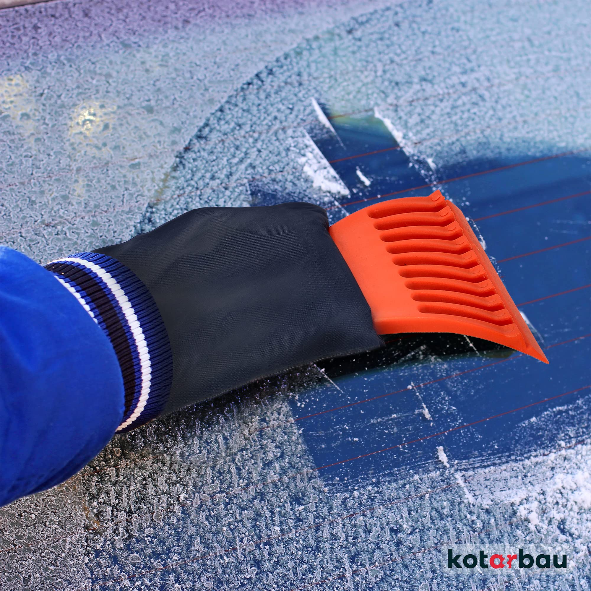 KOTARBAU® Eiskratzer mit Handschuh Wasserdichter Handschuh aus Vlies 300 mm Eisschaber Kratzhandschuh Auto Set Auto Kratzer mit Handschuh Auto & Motorrad