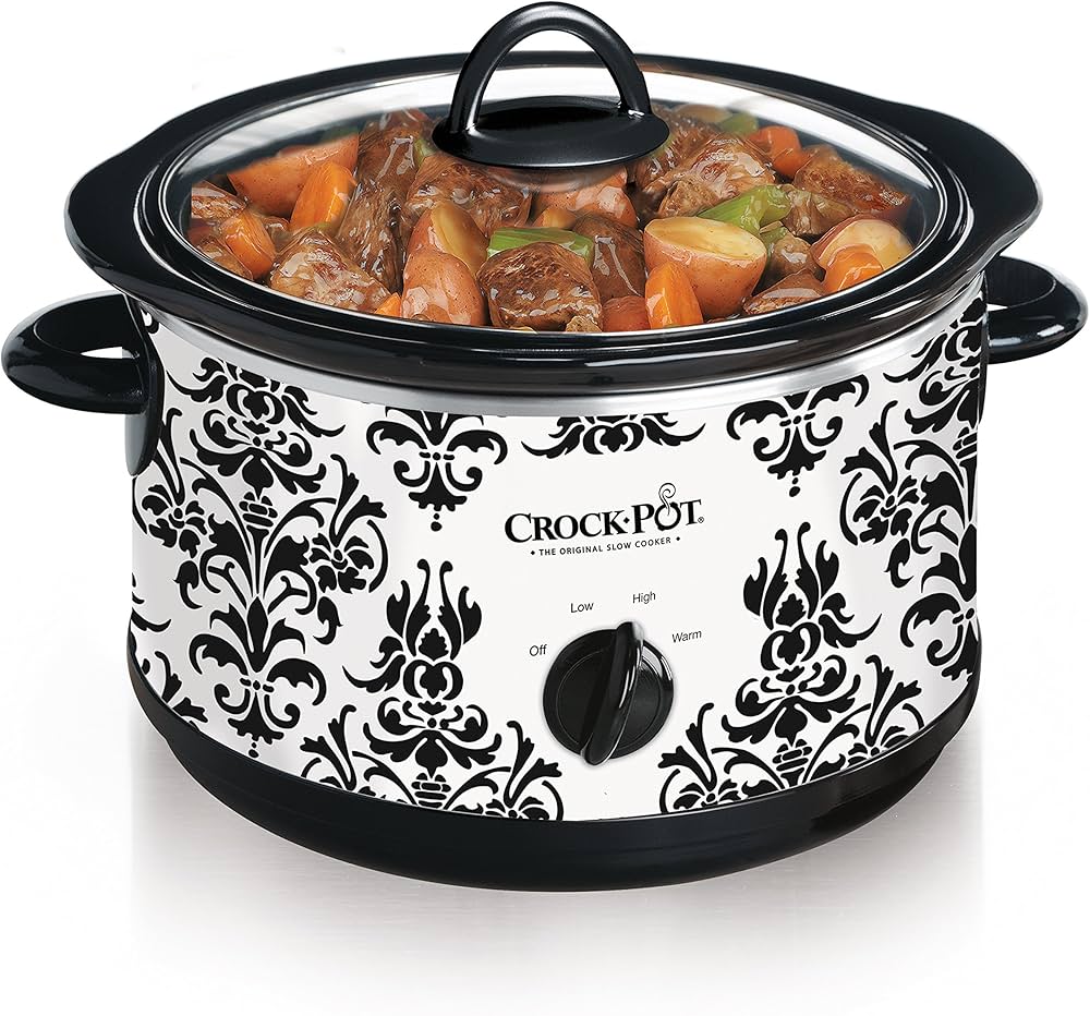 Crock Pot 4-1/2-Quart Slow Cooker, Black Demask Pattern (SCR450-PT Crock Pot 4-1/2-Quart Slow Cooker, Black Demask Pattern (SCR450-PT