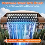 Misshappy Electric BBQ Grill Brush - 4000mAh Cordless BBQ Grill Cleaner - 800RPM Bristle Free Electric Grill Cleaner Rechargeable Safe for Outdoor Grill with Scraper/LED Light/LED Display (Brown)