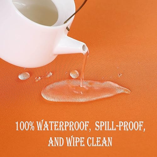 Miniatura 3 de Mantel cuadrado naranja impermeable, resistente a las manchas, sin arrugas, mantel de poliéster de 210 GSM, lavable, para fiestas, banquetes,