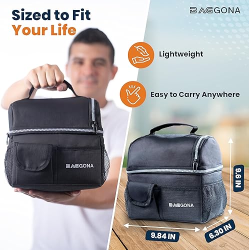 Miniatura 2 de Lonchera térmica para hombres y mujeres, a prueba de fugas, suave, con compartimentos, capacidad de 8.5 litros, duradera e impermeable para el