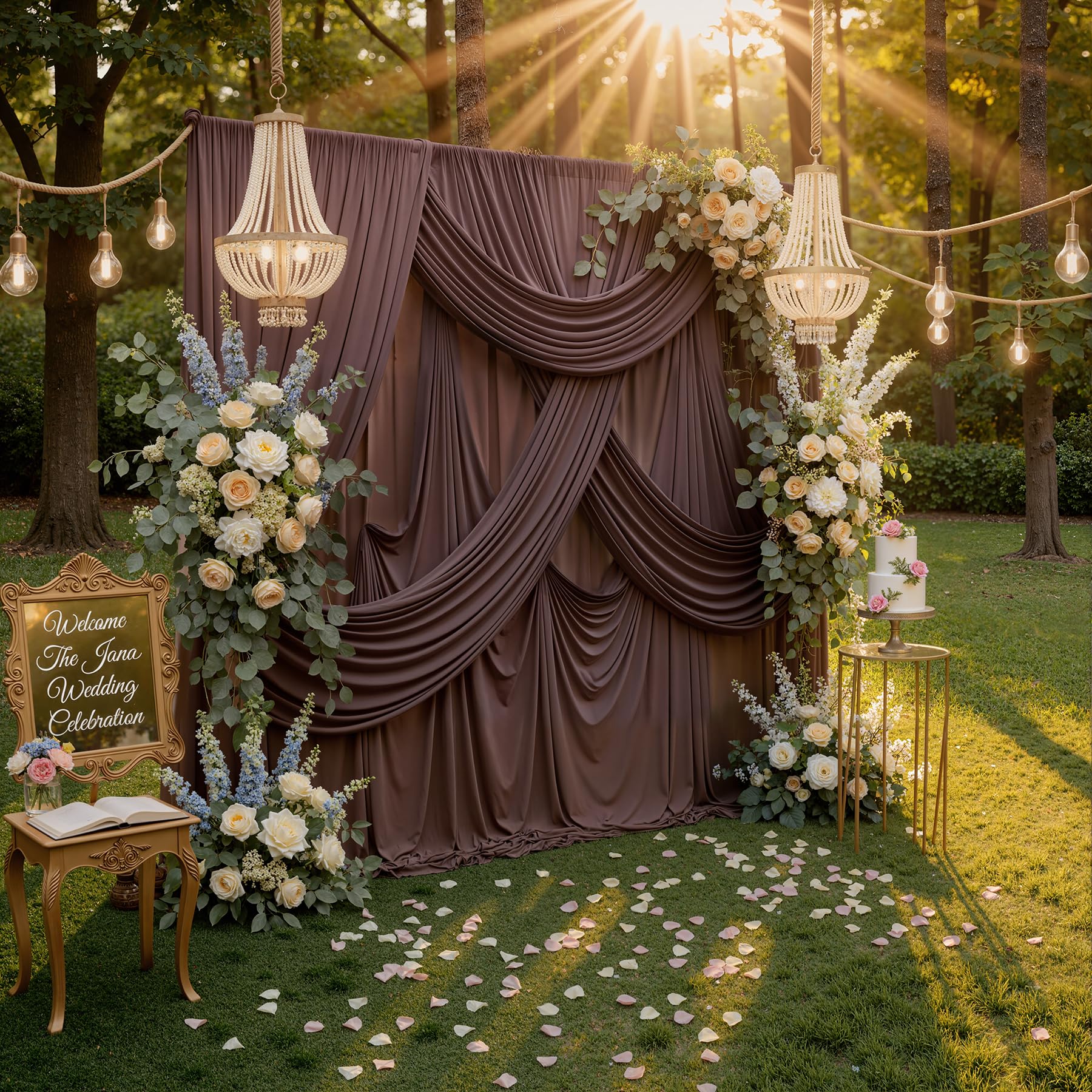 10ft x 10ft Wrinkle Free Brown Backdrop Curtains for Parties, Polyester Photo Backdrop Drapes 2 Panels 5x10ft for Wedding Birthday Party Photography Background Photoshoot — view 8