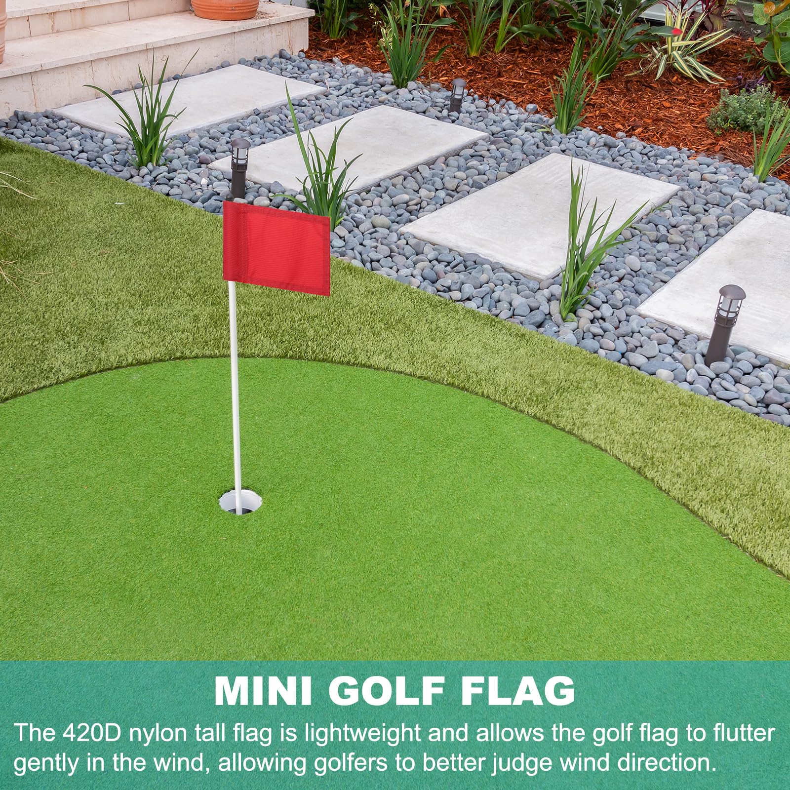 PATIKIL Banderín De Golf De 7 x 5 Pulgadas, 6 Piezas De 420D Nylon Mini Banderines Para Jardín Portátiles Con Tubo Insertado Para Exterior Interior Patio Trasero Jardín, Verde