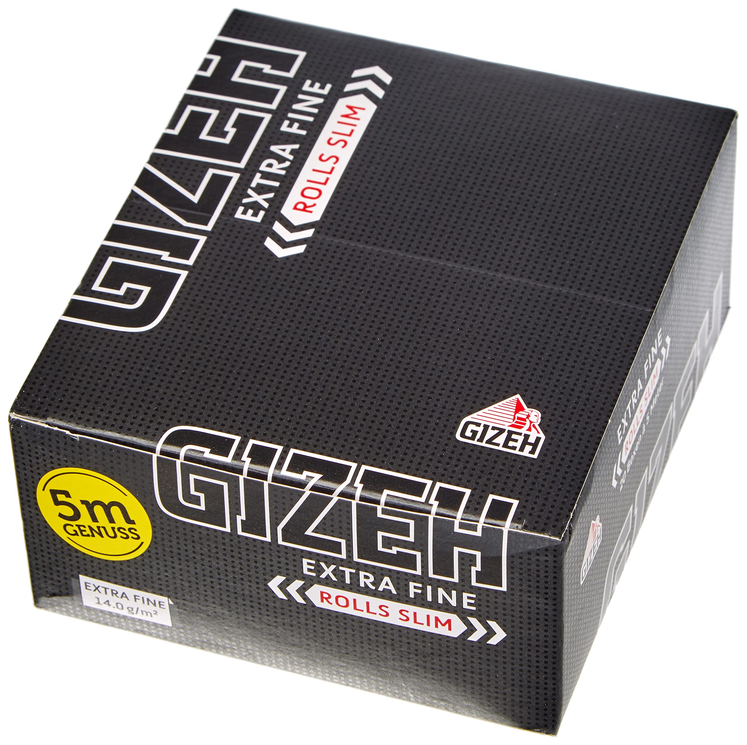 Gizeh Black Slim-Lang Papers | 20 Rollen à 5 Meter | Dünnes Raucherpapier