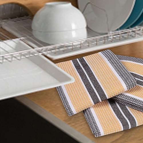 Miniatura 9 de Paquete de 6 trapos de cocina vintage, rústicos, de 100% algodón, altamente absorbentes, de secado rápido, de grado profesional con lazo para