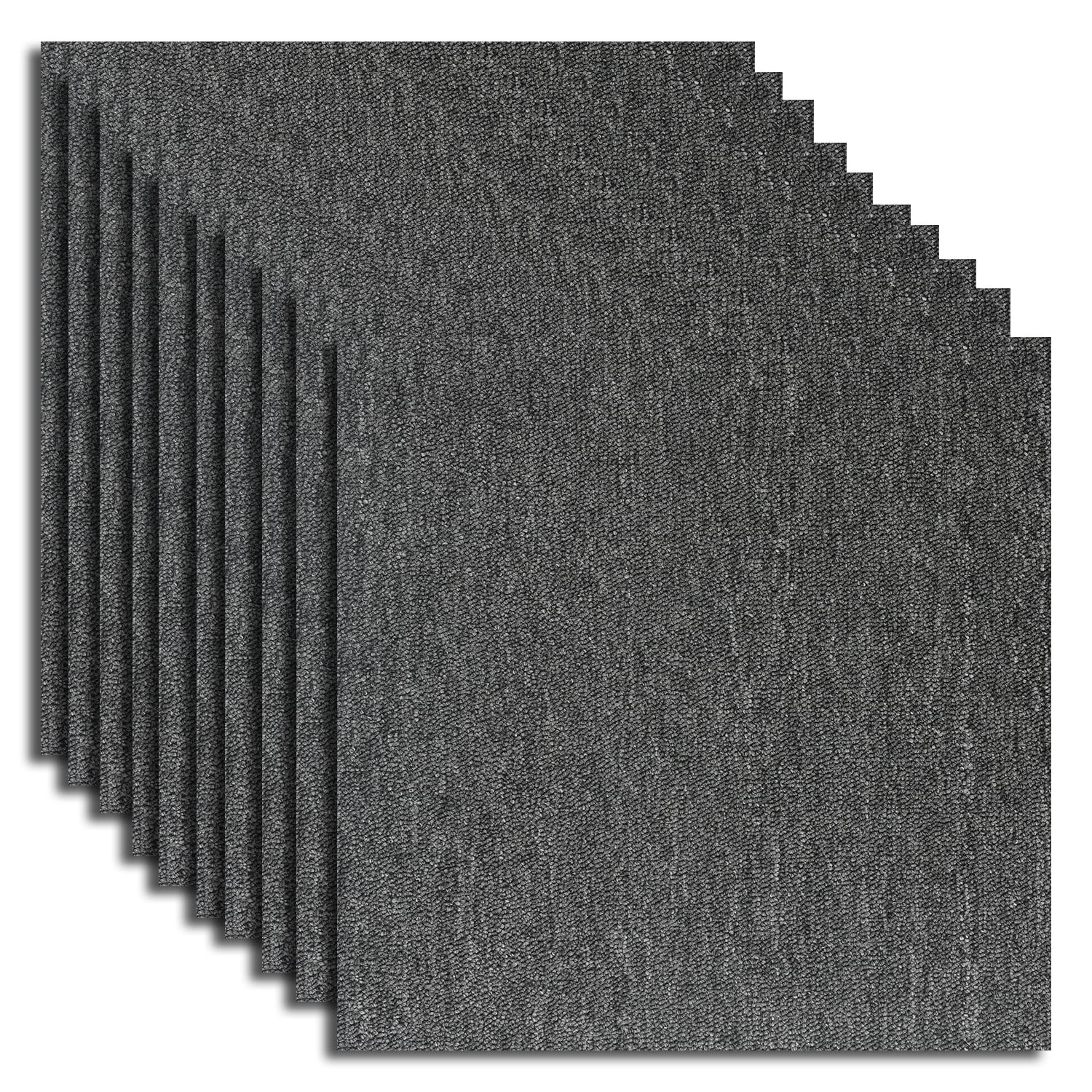 20PCS Carpet Tiles 5m2 Box Heavy Duty Carpet Floor Tiles Non-Slip Interior Floor Tiles 50X50cm for Flooring Home Office Living Room Bedroom Commercial Apartment (Dark Gray)