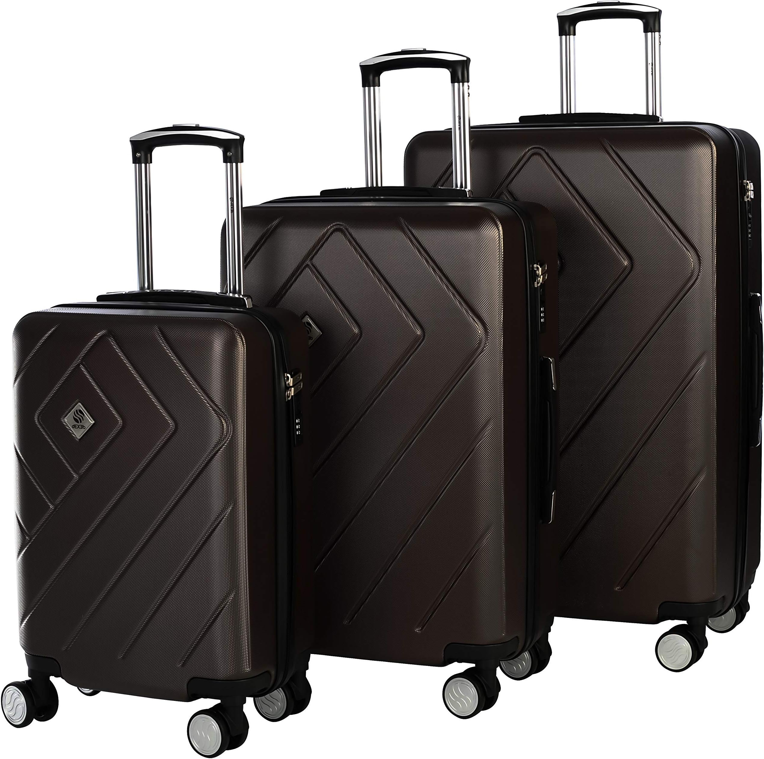 Luggage Set of 3 Durable & Lightweight Spinner + TSA Approved Lock + Handles Soft-Touch Metallic Braun 3 Piece Set (Small + Medium + Large)