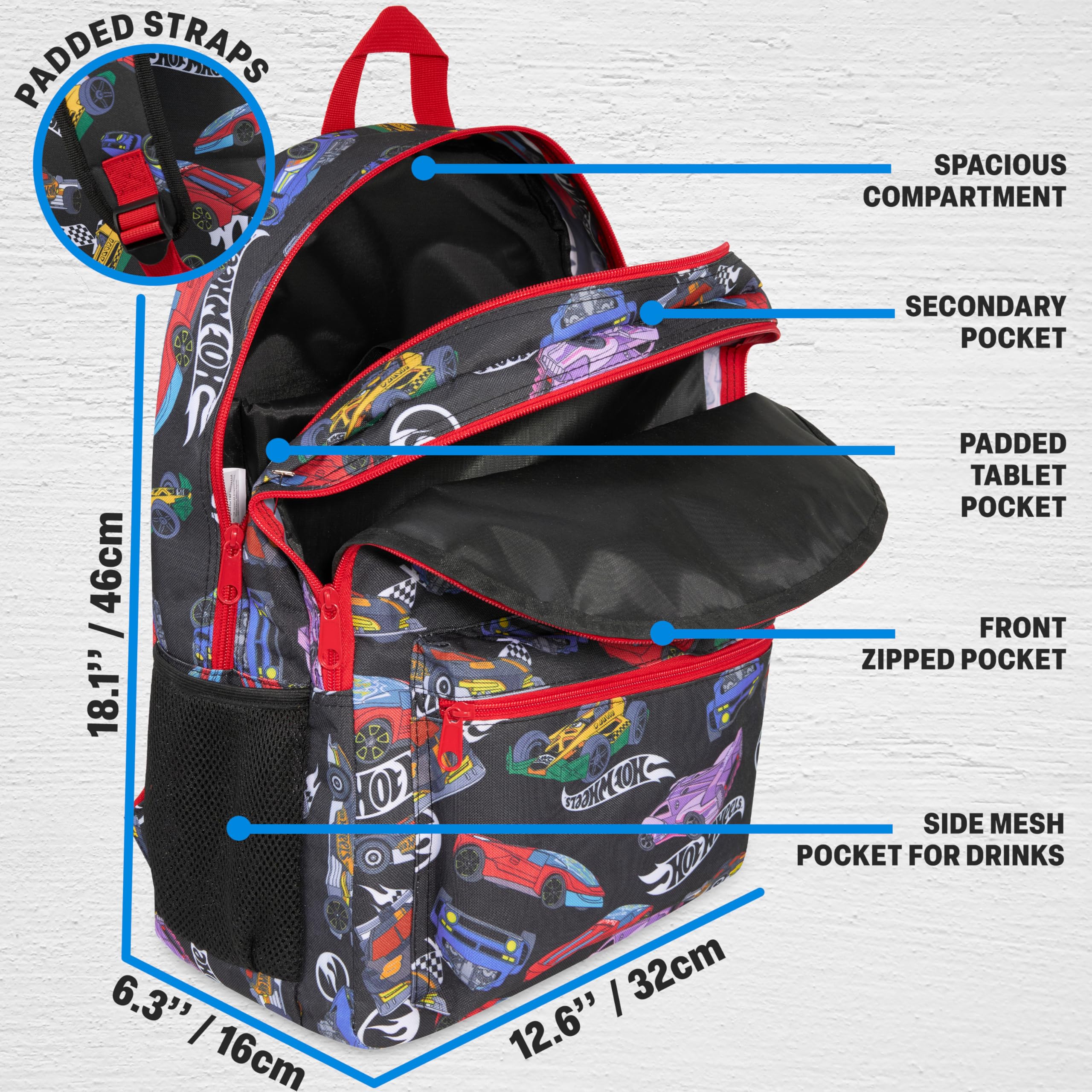 Get Trend Hot Wheels Zaino Ragazzo, Leggero Zaino Scuola con Spallacci e Zip per Sport e Gite, Idea Regalo per Ragazzi (Multi Hot Wheels)