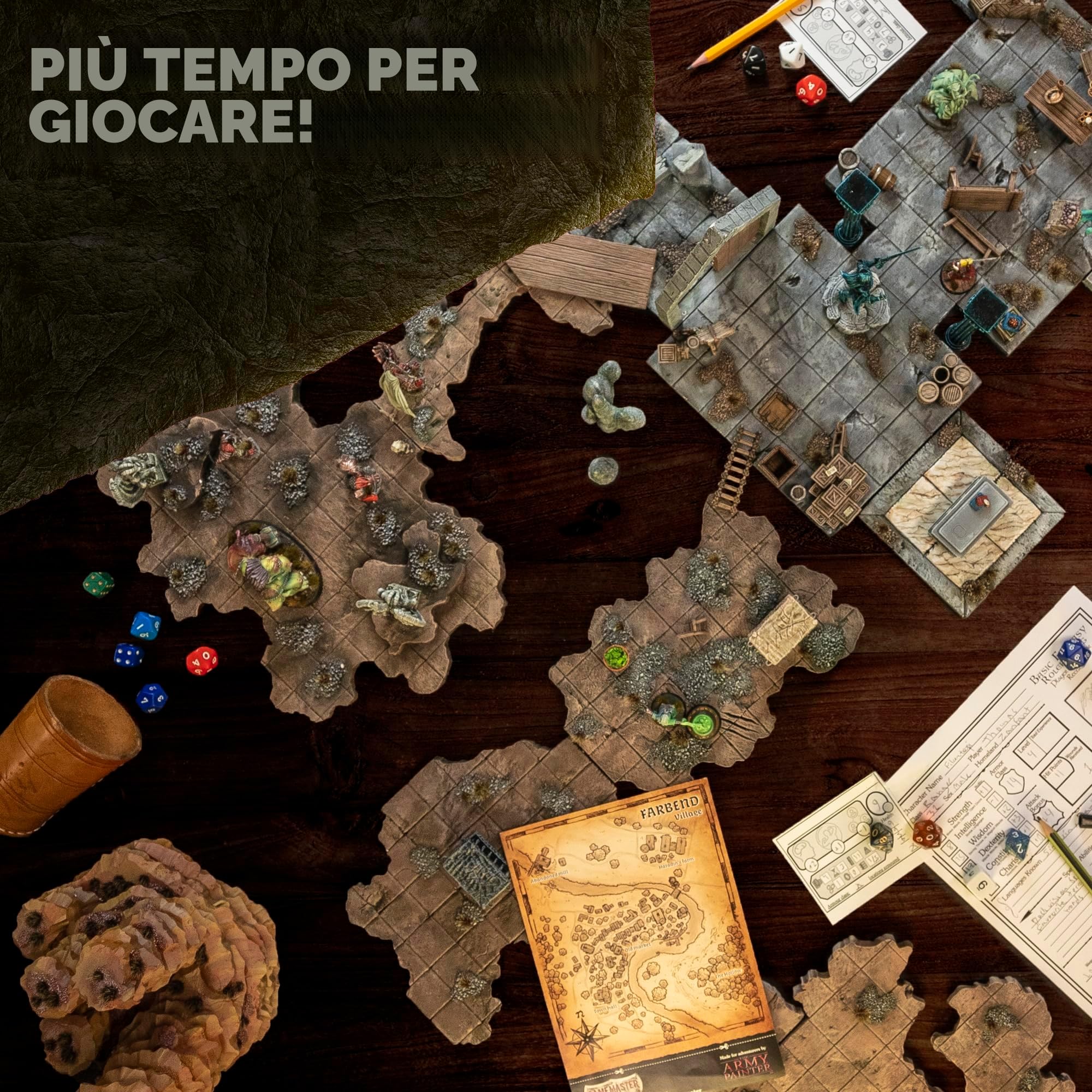 The Army Painter, GameMaster: Adventure Starter Role-playing Paint Set, 15 x 18 ml Warpaints Fanatic, incl. primer, 5 miniatures & 1 pennello – per D&D e Warhammer