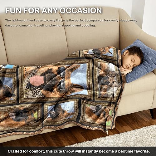 Miniatura 4 de Manta de pastor alemán para niños, manta suave para sofá, cama, sofá, acogedora manta de forro polar y manta cálida de viaje de franela para niños y