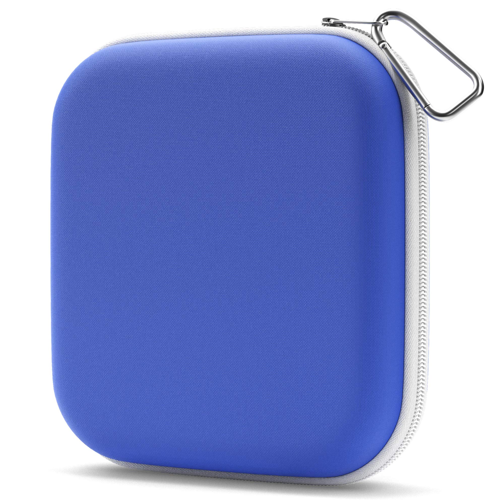 Custodia per maschera in neoprene con cerniera e moschettone portachiavi, clip portatile per riporre la maschera a borsa, zaino, borsa, bambini, donne, uomini, scuola, auto, viaggi (blu reale)