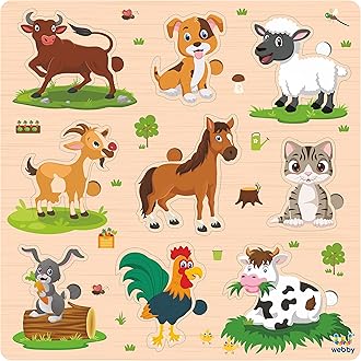 Webby Farm Animals Educational Pre School Wooden Puzzle for 3+ Year Boys and Girls