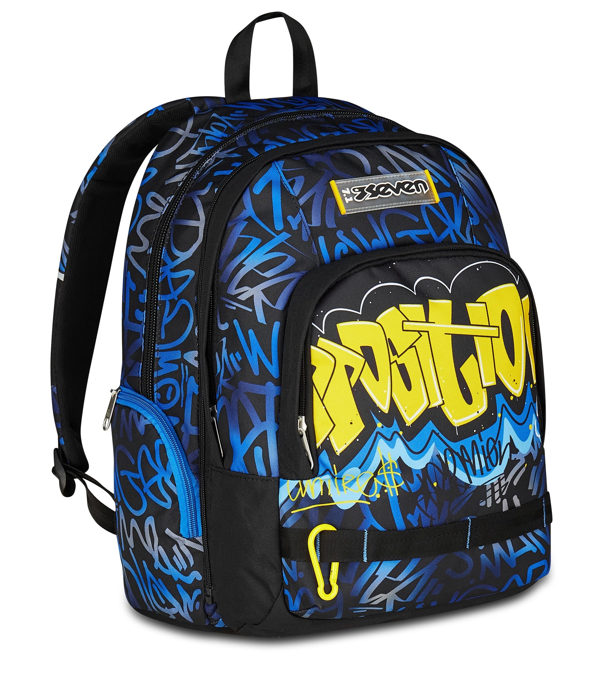 Seven Zaino Scuola Media Ragazzo, Scuola Elementare, Dual Detach, Scomparto PC, Tasca Borraccia, Zainetto staccabile, blu
