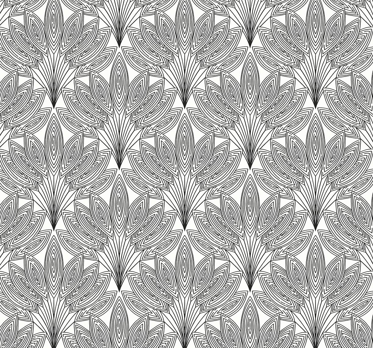 NextWall Peacock Leaves Mid Century Peel and Stick Wallpaper (Ebony)