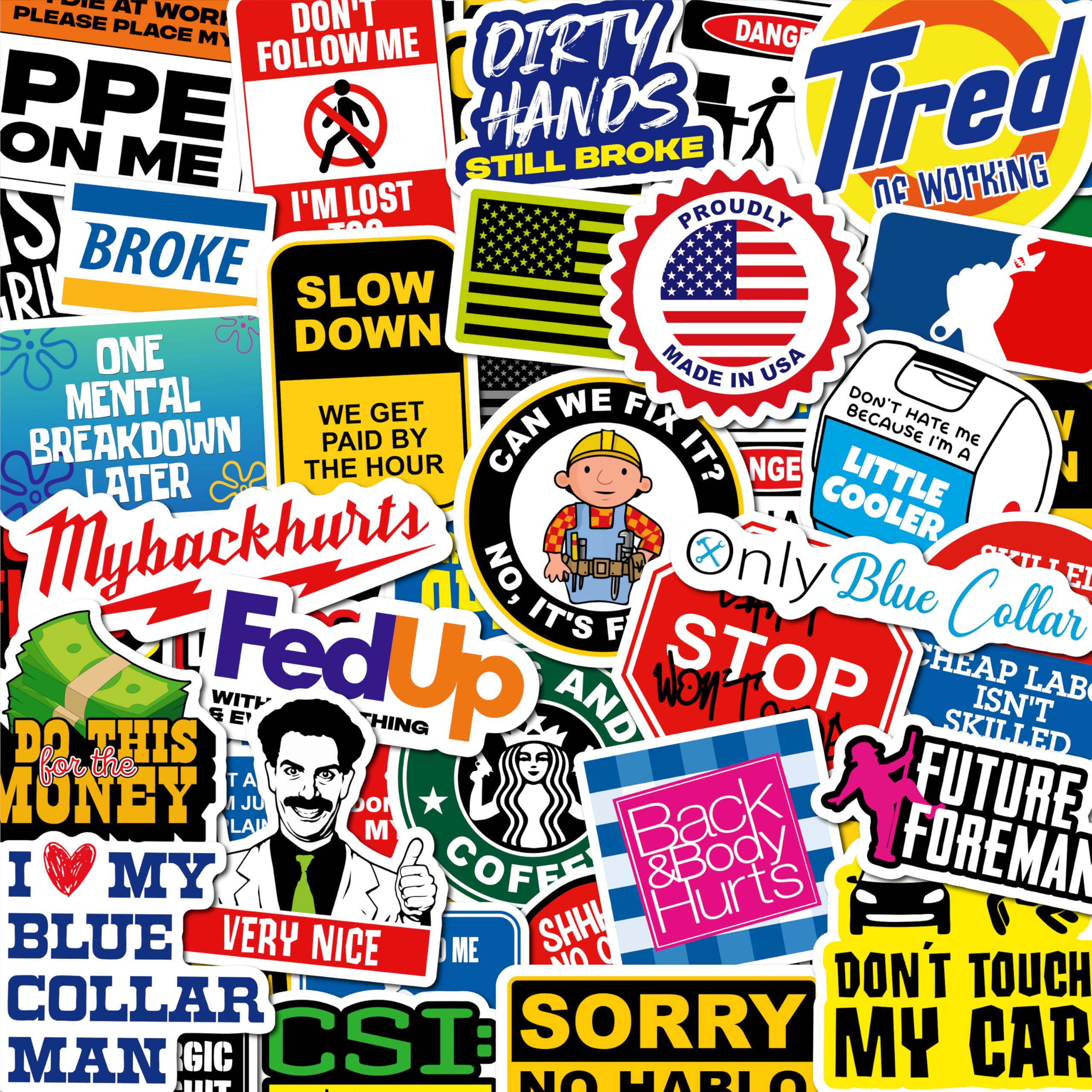 200 PCS Hard Hat Stickers — Sarcastic, Meme & Funny Designs (No Duplicates)