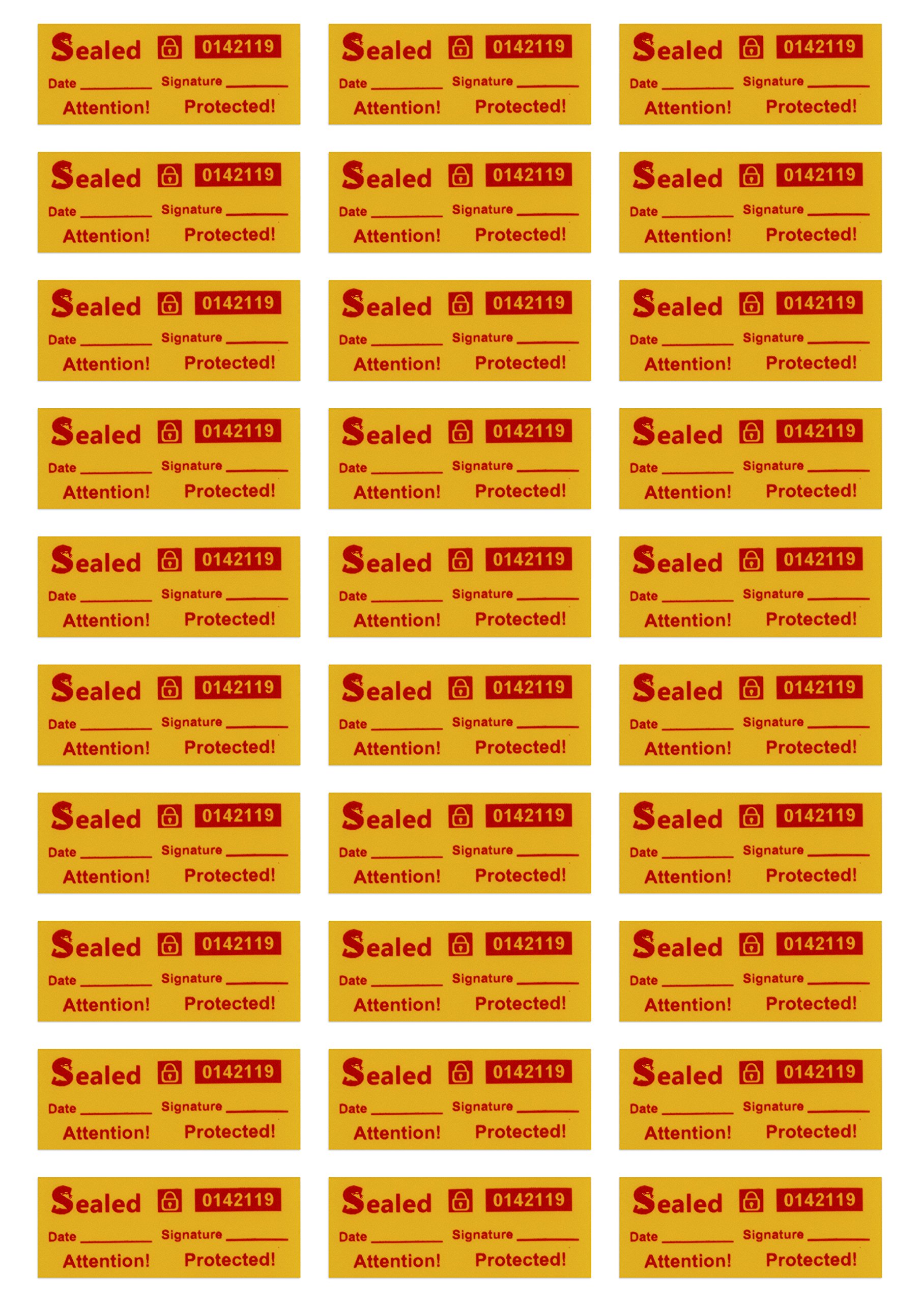 Seal - 100 Customs Stickers (Medium Yellow Labels) | Tamper Proof Security Tape with Unique Sequential Serial Numbers | Warranty Void Labels for Evidence & Quality Control | Includes Signature & Date