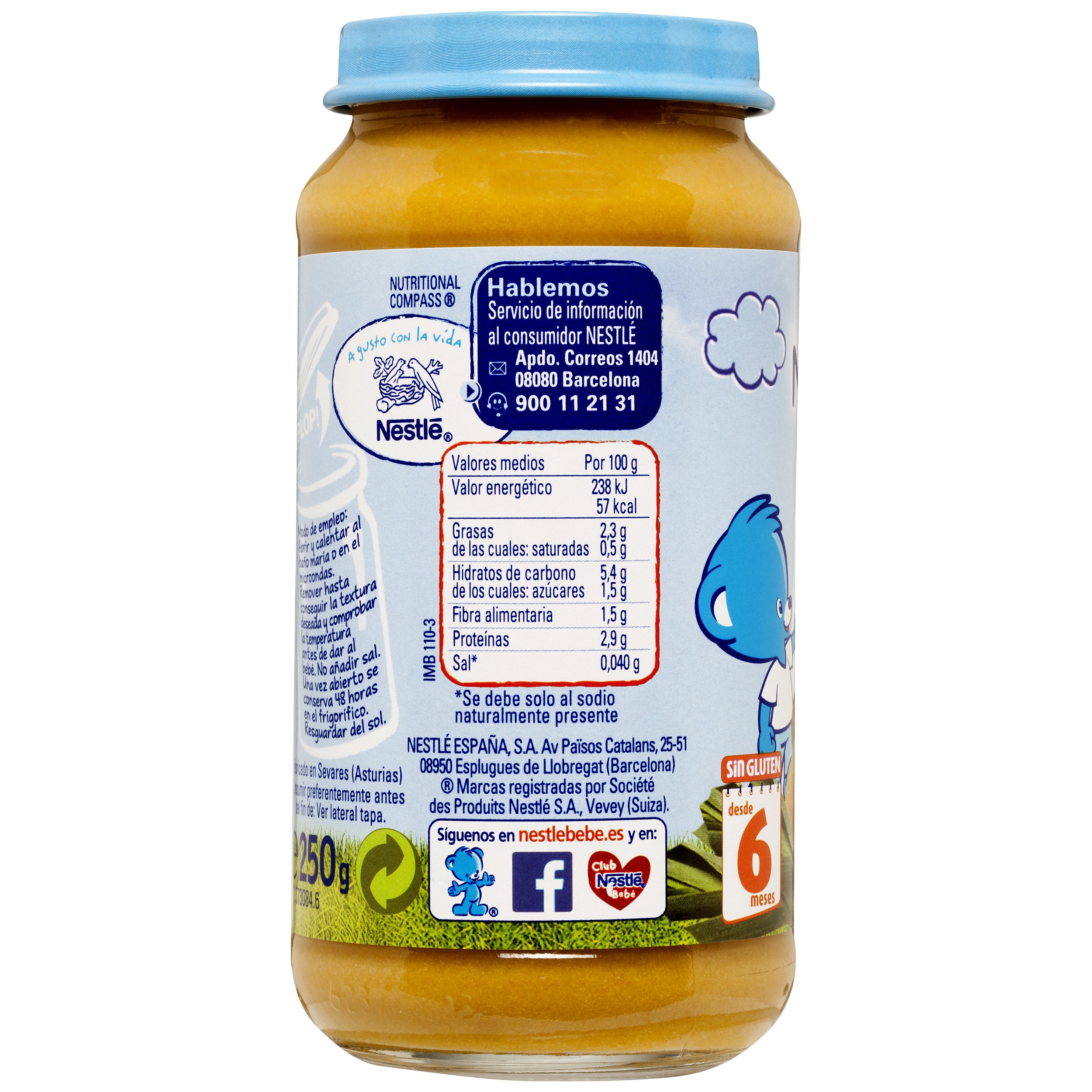 Nestlé Naturnes Alimento Infantil, verduritas con pollo y ternera - 250 gr