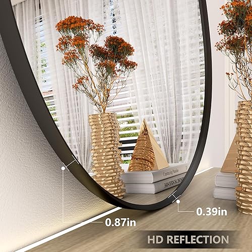 Miniatura 2 de Espejo de pared irregular negro de 20 x 32 pulgadas, espejo asimétrico negro con marco de aleación de aluminio para baño, dormitorio, entrada,
