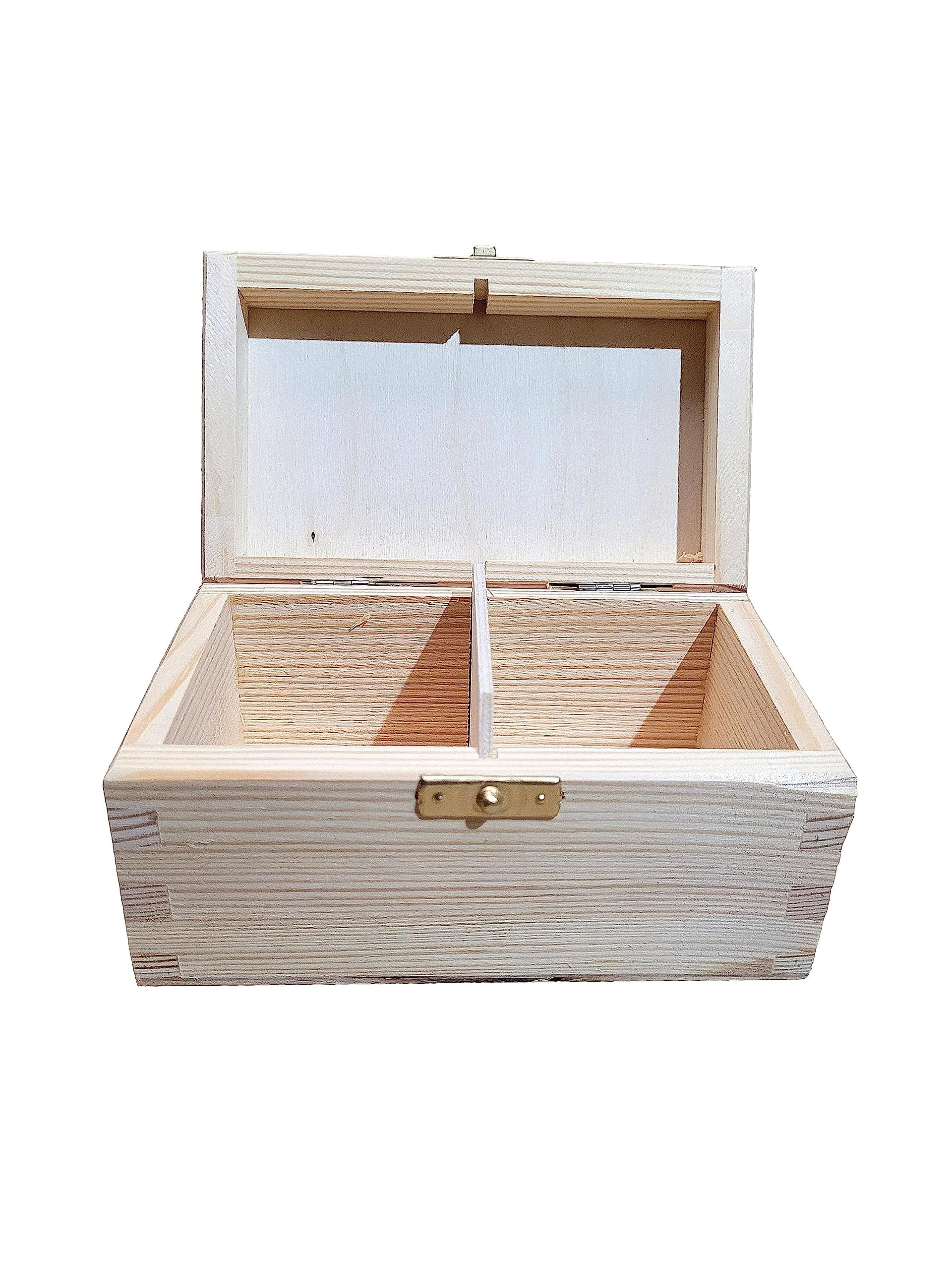 Wooden World - pudełko na herbate z 2 przegródkami, idealne do dekupage i pirografii