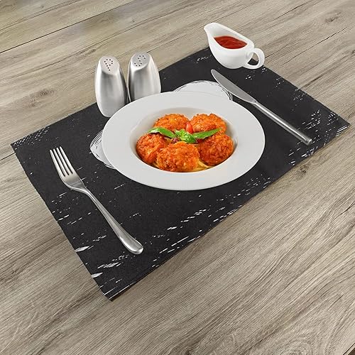 Miniatura 2 de Ambesonne Live Laugh Love - Juego de 4 manteles individuales con ilustración de un corazón inspirado en el grunge y palabras sobre fondo negro,