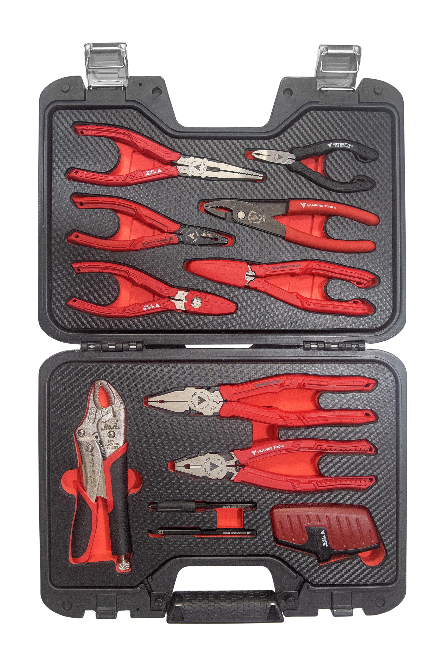 VAMPLIERS 10-PC Stripped Screw Extractor Tool Set with Toolbox Storage Case: 8x Made in Japan Screw Removal Pliers, 1x Vise-Grip Locking Plier & 1x