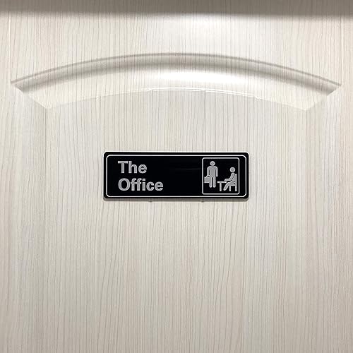 Miniatura 6 de The Office Sign - Letrero acrílico autoadhesivo para puerta o pared, placa de identificación de 9 x 3 pulgadas para tu oficina (negro y blanco)