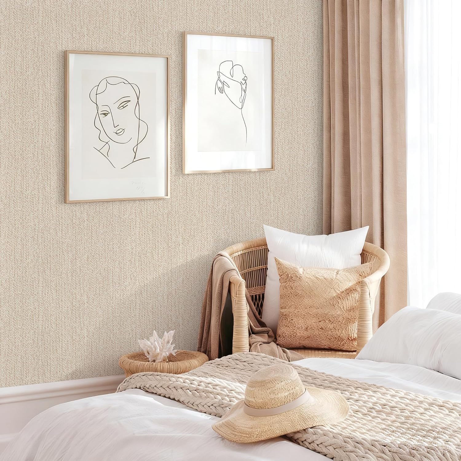 Grasscloth Peel and Stick Wallpaper Beige Contact Paper 15.7inch x 118.1inch Faux Linen Vintage Wallpaper Textured Removable Wall Paper Grass Cloth Cabinets Bedroom Decor Vinyl Self Adhesive