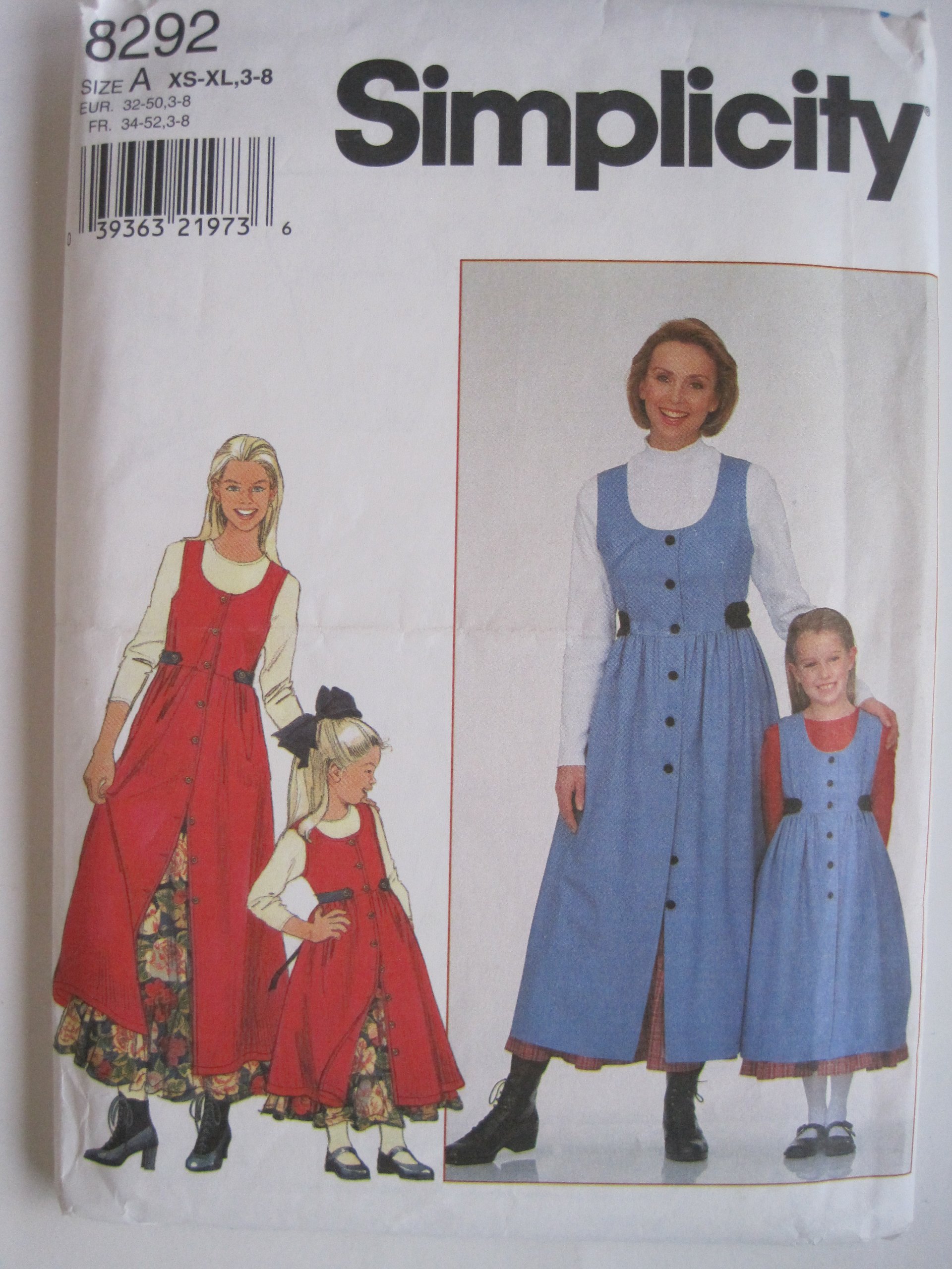 Simplicity 8292 patrons pulls mères filles du XS au XL et tailles 3 à 8