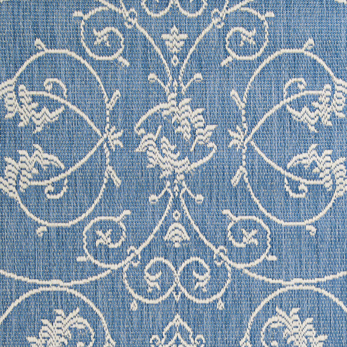 Recife veranda terracotta e Natural indoor/outdoor Rug, Polipropilene, CHAMPAGNE/BLUE, 2.25 x 11.75 ft.