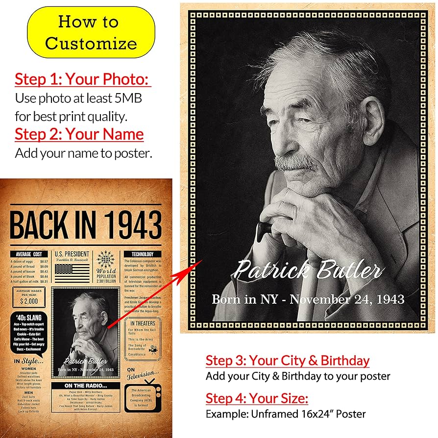 amazon-com-back-in-1943-poster-sign-personalized-birthday-gifts-idea-custom-1943-historical-birthday-newspaper-born-in-1943-birthday-party-decorations-fun-fact-for-the-day-you-were-born-decor-art-print for Back In 1943 Free Printable Amazon.com: Back in 1943 Poster Sign, Personalized Birthday Gifts Idea, Custom 1943 Historical Birthday Newspaper, Born in 1943 Birthday Party Decorations, Fun Fact for the Day You Were Born, Decor Art Print: for Back In 1943 Free Printable