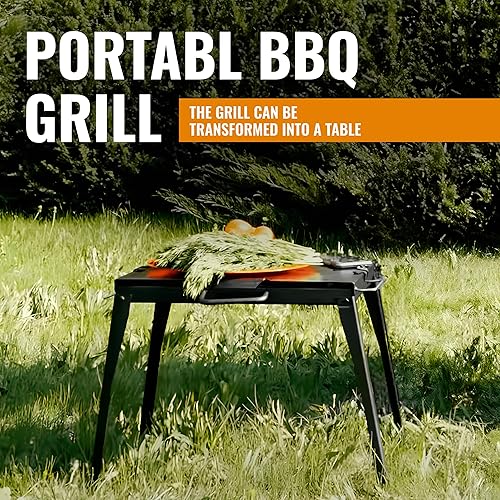 Miniatura 6 de CKG Parrilla de barbacoa portátil resistente plegable Kazan Mangal BBQ Kabab Shashlyk Estufa de camping Viaje al aire libre 8 pinchos Brasero 0.079