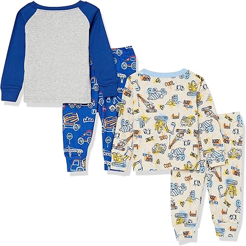 Miniatura 4 de The Children's Place Conjunto de pijama de 4 piezas con camiseta de manga larga y pantalones ajustados para bebés y niños pequeños, 100% algodón