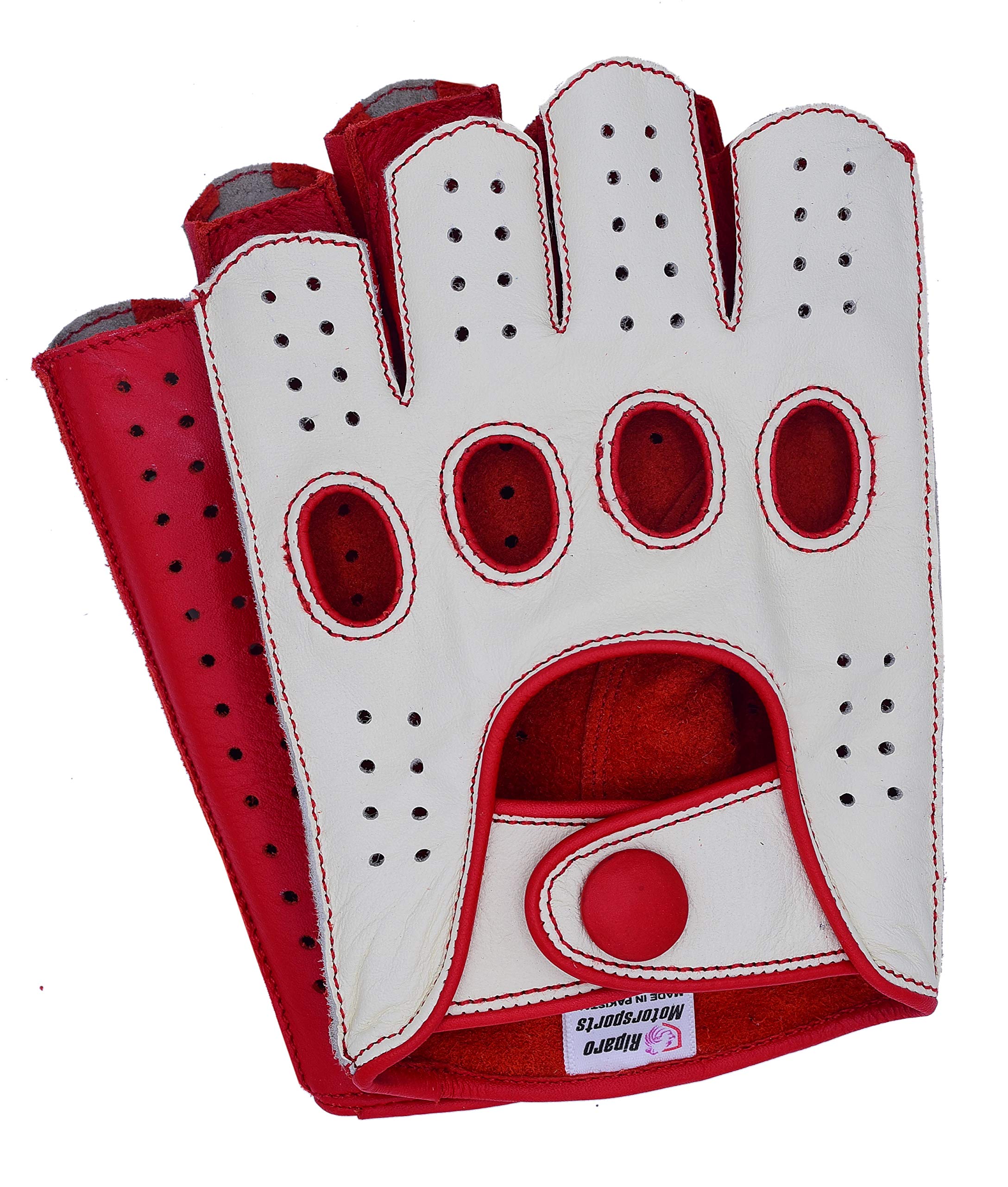 Riparo Fingerless Leather Gloves for Men - Driving, Motorcycle, Riding, Costume, Cosplay and Cycling