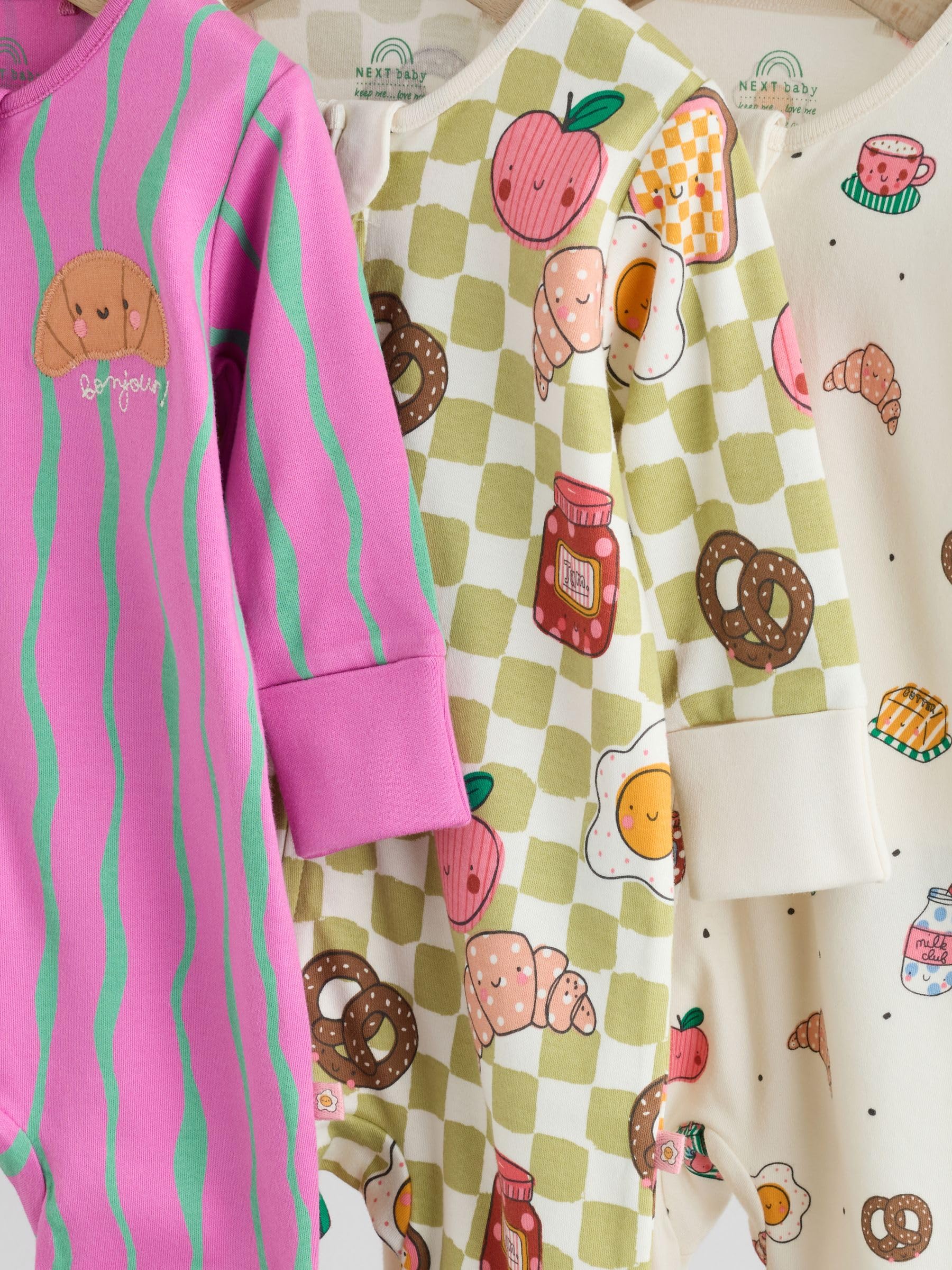 NEXT Bambina Confezione da 3 Tutine Bebè con Zip bidirezionale