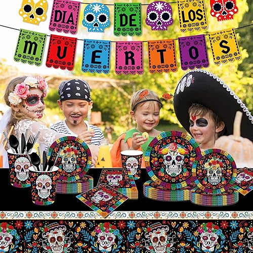 Miniatura 6 de Lide Road Suministros para fiestas mexicanas de 116 piezas, 16 invitados, decoraciones de fiesta mexicana, incluyendo platos de papel para fiesta