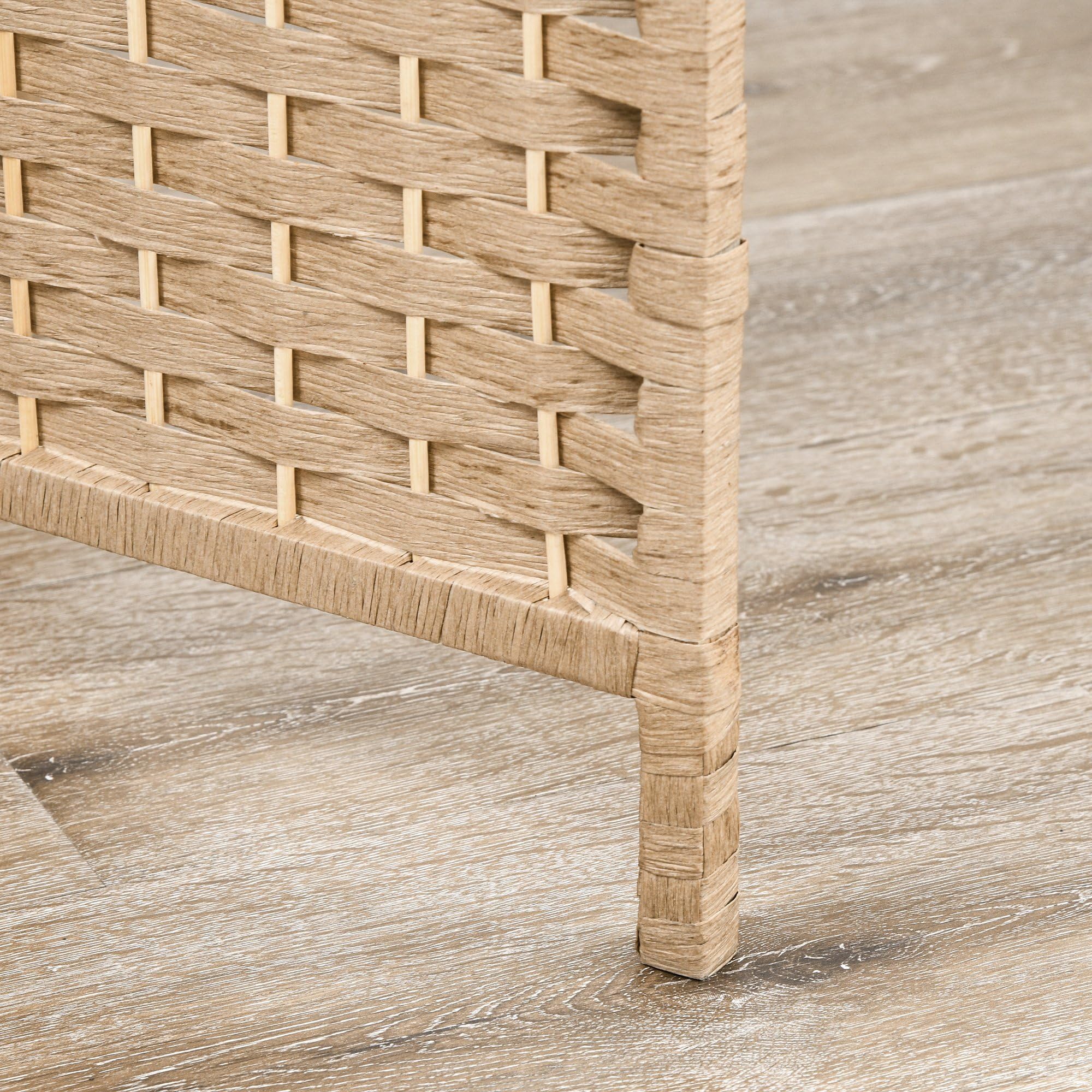 HOMCOM Paravent séparateur de pièce 4 Panneaux 160 x170 cm avec 2 étagères, Pliable, en Bois pour Le Bureau, Salon, Chambre, Bois Naturel