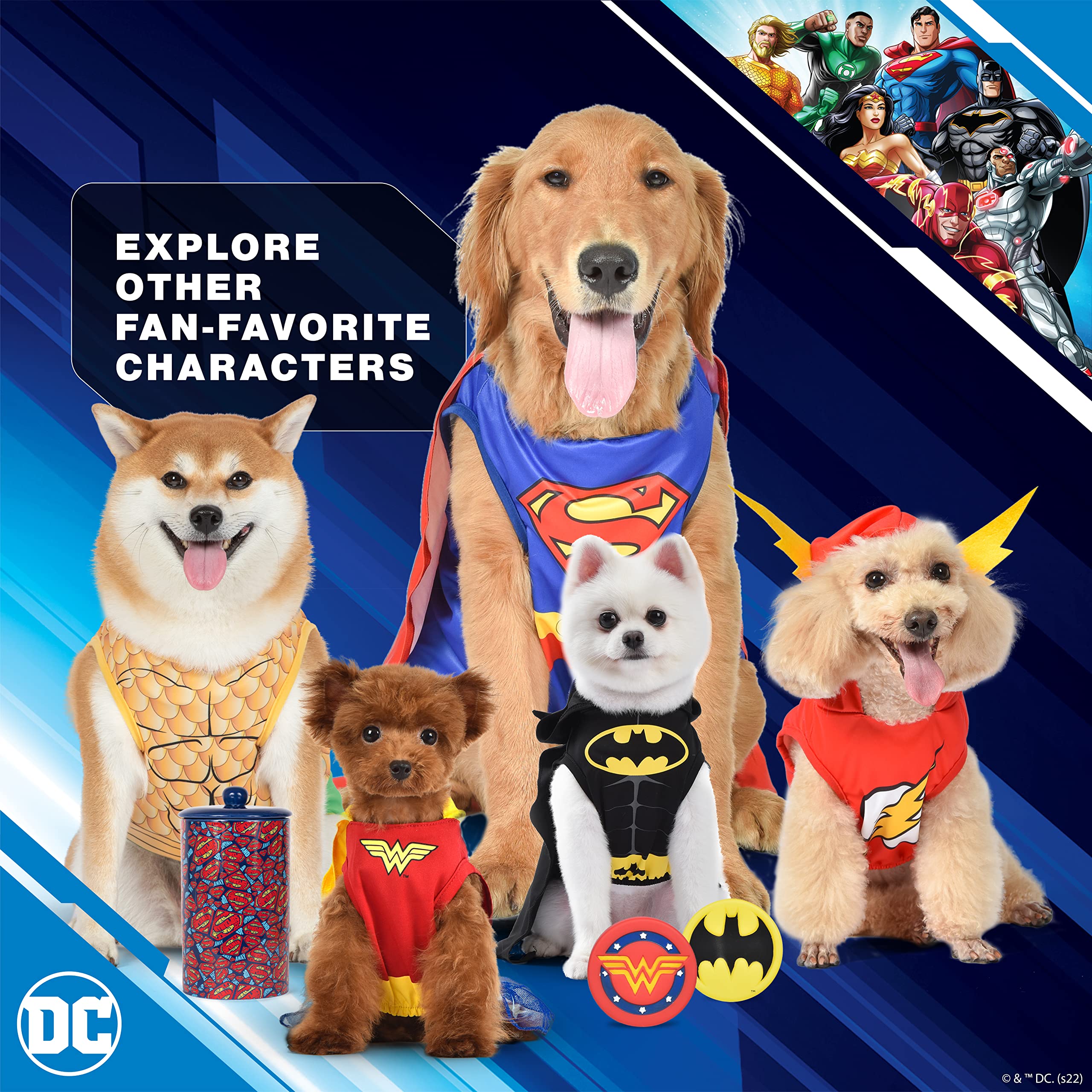 DC Comics Arnés para Perro de Superman para Mascotas | Disfraz de Superman para Perro sin tirones | Arnés para Perro con Capa de Superman, Ropa y Accesorios para Perros Grandes, Talla L